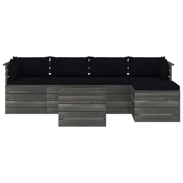 vidaXL 6-cz. zestaw wypoczynkowy z palet, z poduszkami, lita sosna