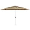 vidaXL 3-poziomowy parasol na aluminiowym słupku, kolor taupe, 3,5 m