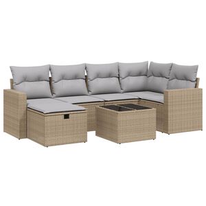 vidaXL 7-cz. zestaw mebli ogrodowych z poduszkami, mieszany beż