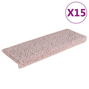 vidaXL Maty na schody 15 szt. 65x21x4 cm Jasnor&oacute;żowe, prostokątne krawędzie