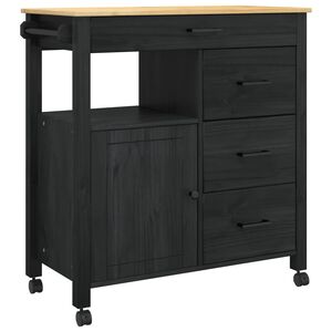 vidaXL W&oacute;zek Kuchenny Gładki Czarny 84 x 40 x 88,5 cm