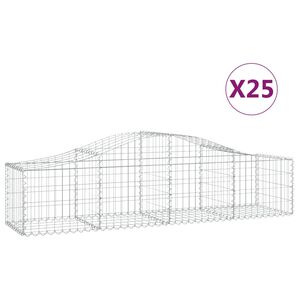 vidaXL Kosze gabionowe, 25 szt, 200x50x40/60 cm, galwanizowane żelazo