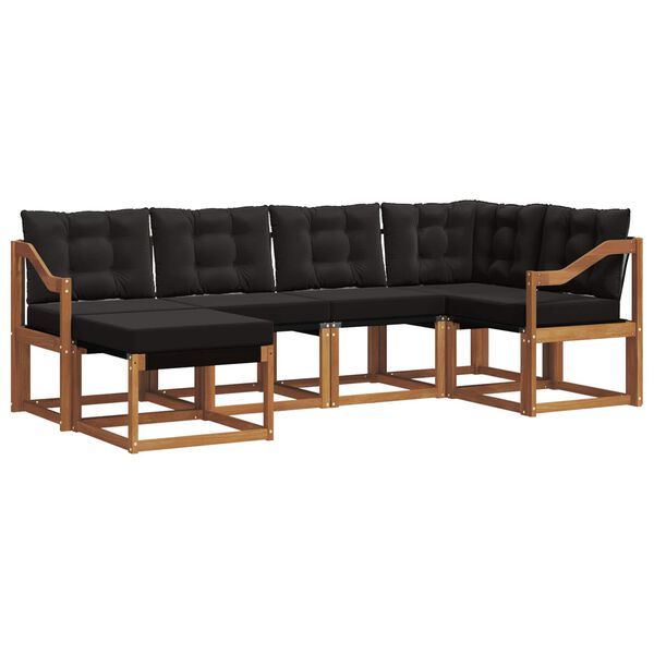 vidaXL Zestaw sof na zewnątrz z poduszką 6 pcs Naturalny i czarny