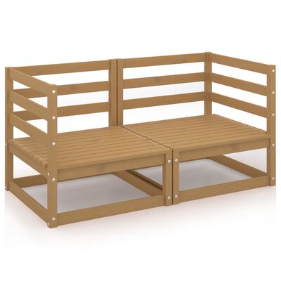 vidaXL 2-osobowa sofa ogrodowa, miodowy brąz, lite drewno sosnowe