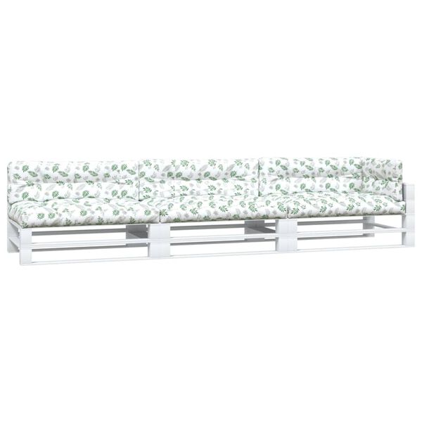 vidaXL Poduszki na palety, 7 szt., wz&oacute;r w liście, tkanina