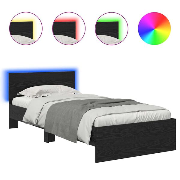 vidaXL Ramka ł&oacute;żka Czarny Dąb 90 x 190 cm Materiał drewnopochodny