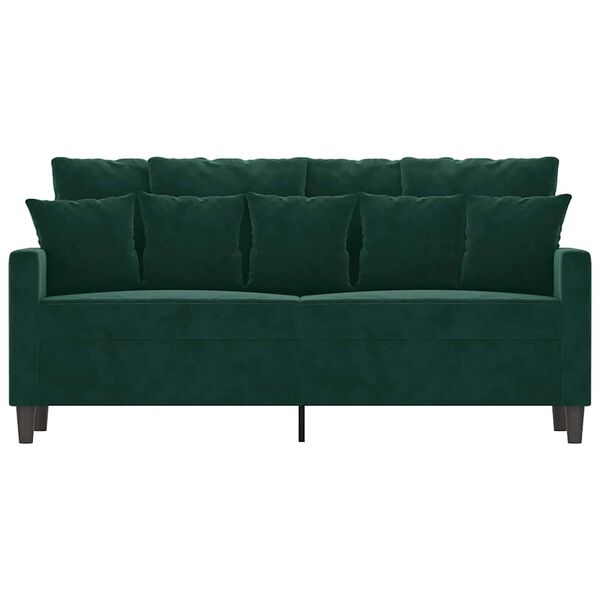 vidaXL Sofa 2-osobowa, ciemnozielona, 140 cm, tapicerowana aksamitem