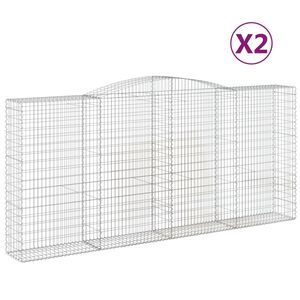 vidaXL Kosze gabionowe, 2 szt, 400x50x180/200cm, galwanizowane żelazo