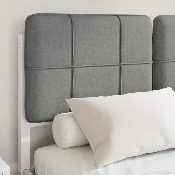 vidaXL Ramka łóżka z tapicerowanym wezgłowiem Jasnoszary 120 x 190 cm
