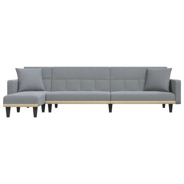 vidaXL Sofa rozkładana L, jasnoszara, 275x140x70 cm, tkanina