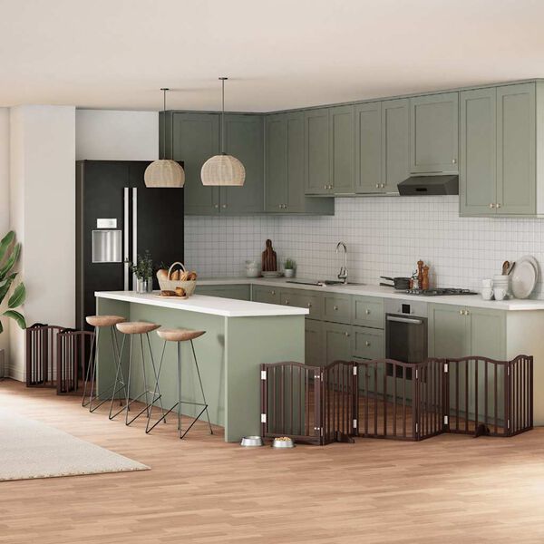 vidaXL Składana bramka dla psa, z drzwiami, 15 paneli, brązowa, 750 cm