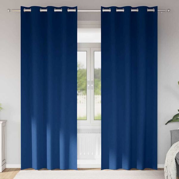 vidaXL Firany blackout z k&oacute;łkami 2 pcs Ciemnoniebieski 245 x 140 cm