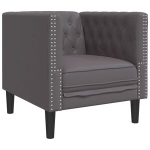 vidaXL Fotel Chesterfield, szary, tapicerowany sztuczną sk&oacute;rą