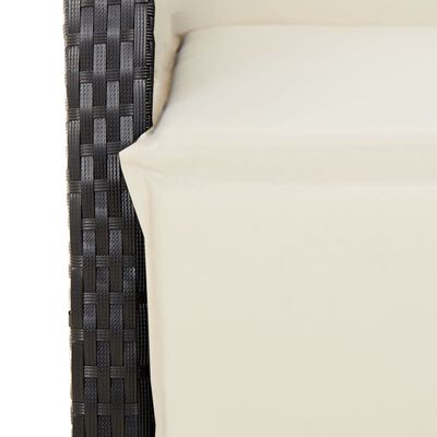 vidaXL Rozkładany fotel ogrodowy z podnóżkiem, czarny polirattan