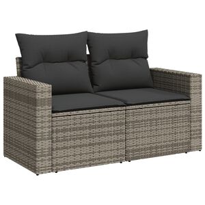 vidaXL Sofa ogrodowa z poduszkami, 2-osobowa, szara, polirattan