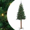 vidaXL Szczupła Choinka Zielony 210 cm PVC i lite drewno sosnowe