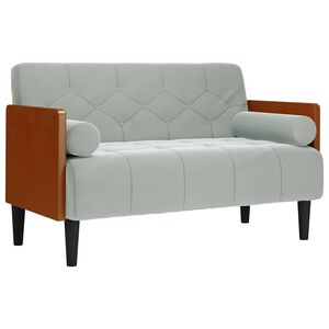 vidaXL Sofa dwuosobowa z poduszkami wałkowymi Jasnoszara 110 cm