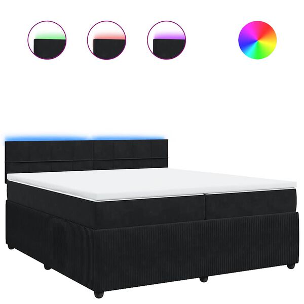 vidaXL Ł&oacute;żko kontynentalne z materacem, czarne, aksamit 200x200 cm