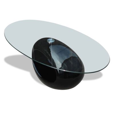 vidaXL Czarny stolik kawowy o owalnym, szklanym blacie, wysoki połysk