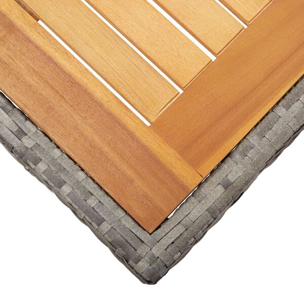 vidaXL Stół ogrodowy, szary, 190x90x75 cm, rattan PE i drewno akacjowe