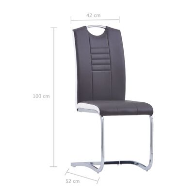 vidaXL Krzesła stołowe, wspornikowe, 2 szt., szare, sztuczna skóra