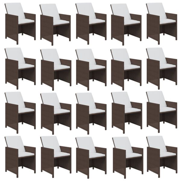 vidaXL 21-cz. zestaw mebli ogrodowych z poduszkami, polirattan, brąz