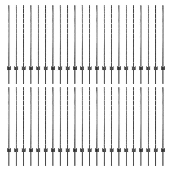 vidaXL Słupki ogrodzeniowe 88 pcs Szary 160 cm Stal