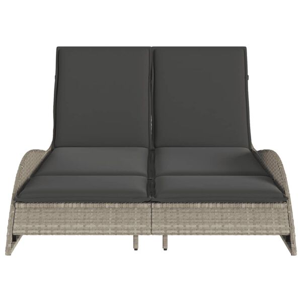 vidaXL Leżanka z poduszkami, jasnoszara, 114x205x73 cm, polirattan