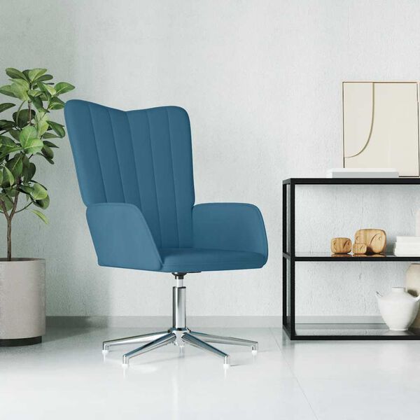 vidaXL Fotel, niebieski, obity aksamitem