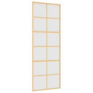 vidaXL Drzwi przesuwne, złote, 76x205 cm, mrożone szkło ESG, aluminium