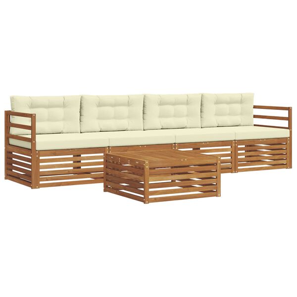 vidaXL Zestaw sof na zewnątrz z poduszką 5 pcs Naturalny i Kremowy