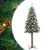 vidaXL Szczupła Choinka Zielony 180 cm PVC i lite drewno sosnowe