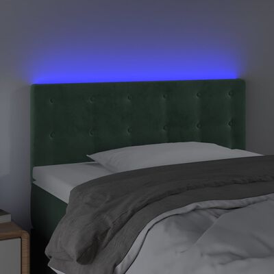 vidaXL Zagłówek do łóżka z LED, ciemnozielony, 80x5x78/88 cm, aksamit