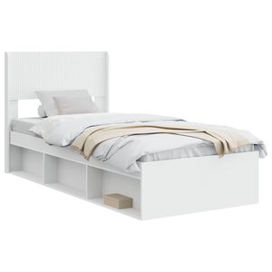 vidaXL Stelaż ł&oacute;żka z przechowywaniem i zagł&oacute;wkiem Biały 75 x 190 cm