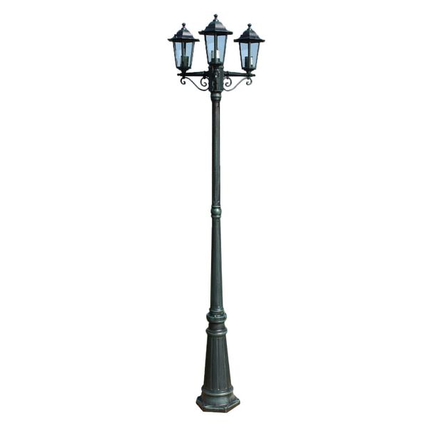 vidaXL Stojąca lampa ogrodowa 3-ramienna, 215 cm, ciemnozielona/czarna