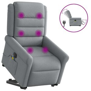 vidaXL Podnoszony fotel masujący, elektryczny, rozkładany, jasnoszary