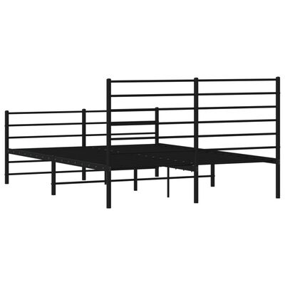 vidaXL Metalowa rama łóżka z wezgłowiem i zanóżkiem, czarna, 140x190cm