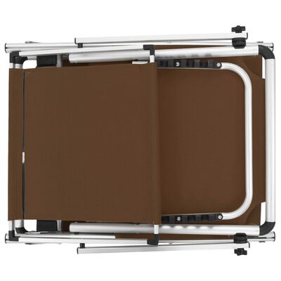 vidaXL Składany leżak z daszkiem, aluminium i textilene, brązowy