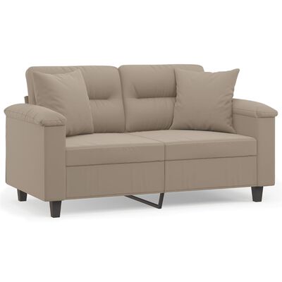 vidaXL 2-osobowa sofa z poduszkami, kolor taupe, 120 cm, mikrofibra