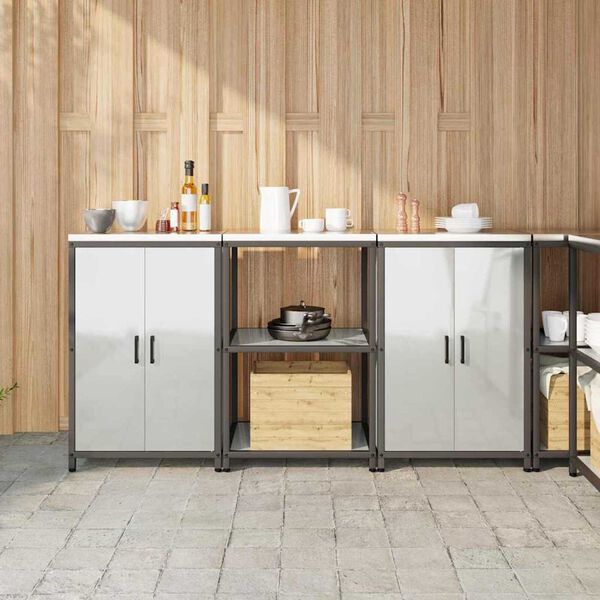 vidaXL Zestaw do przechowywania w kuchni z półką 3 pcs Srebrny Stal