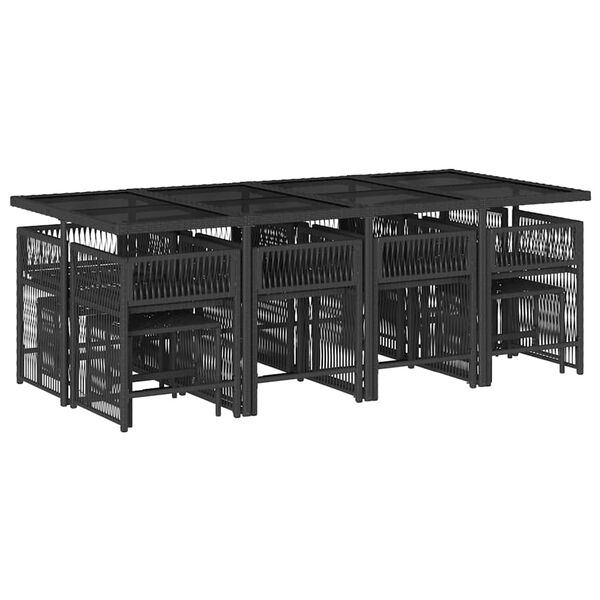vidaXL 13-cz. zestaw mebli do ogrodu, poduszki, czarny, rattan PE