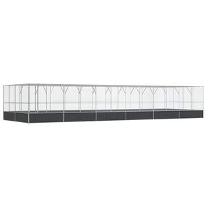 vidaXL Woliera z przedłużeniem, srebrna, 1246x414x212 cm, stal