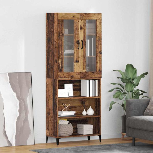 vidaXL Highboard Montowane na ścianie Stare drewno 69,5 x 34 x 180 cm