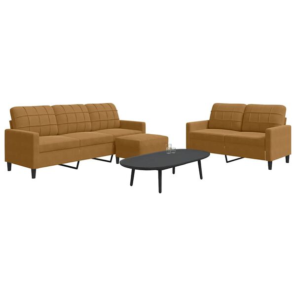 vidaXL 3-częściowy komplet wypoczynkowy, obity aksamitem, brązowy