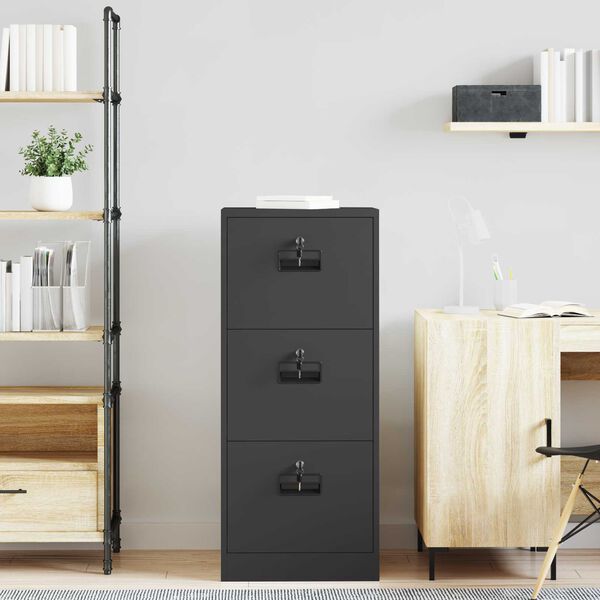vidaXL Szafka na dokumenty z szufladą Czarny 45,5 x 42 x 106,5 cm