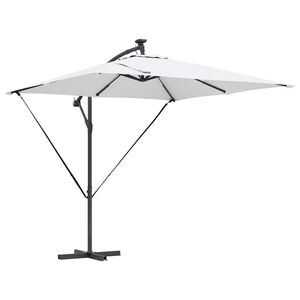 vidaXL Parasol plażowy z paskami LED piaskowy 249 x 249 x 250 cm