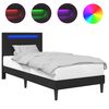 vidaXL Ramka ł&oacute;żka z paskami LED Czarny 90 x 190 cm Ekosk&oacute;ra