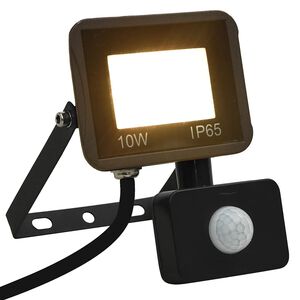 vidaXL Reflektor LED z czujnikiem, 10 W, ciepłe białe światło