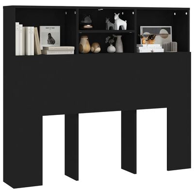 vidaXL Wezgłowie łóżka z półkami, czarne, 120x19x103,5 cm