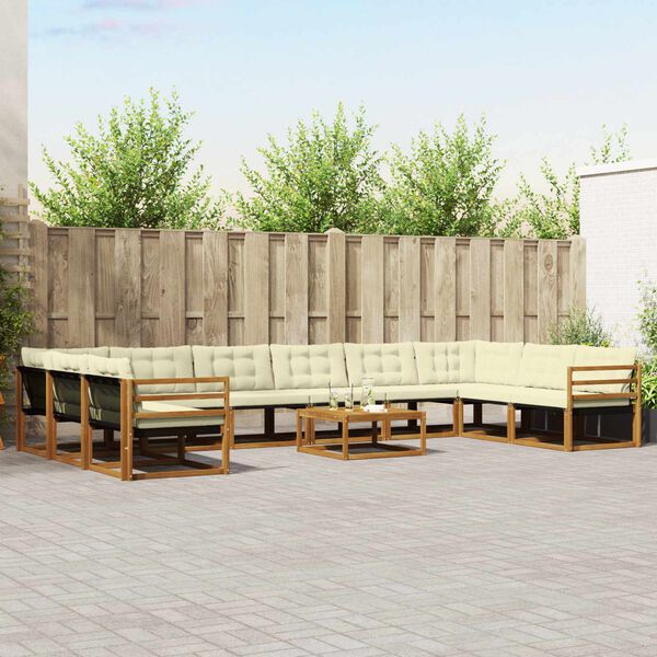 vidaXL Zestaw sof na zewnątrz z poduszką 11 pcs Naturalny i Kremowy